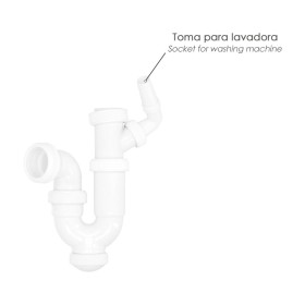 Sifón Curvo Extensible Con Toma Lavadora 1 1/2" Diámetro 40 mm.
