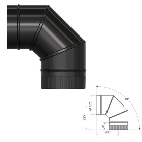 Codo Estufa Liso Vitrificado Negro Ø 175 mm. 90