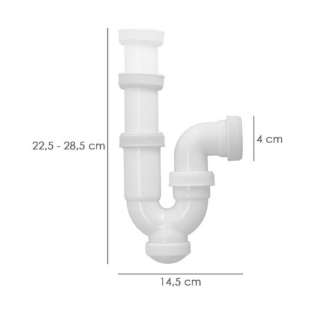 Sifon Curvo ExtensibleTuerca Loca  1 1/2 Ø 40 Mm