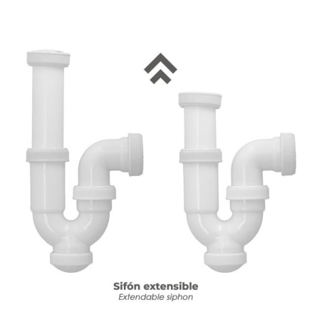 Sifon Curvo ExtensibleTuerca Loca  1 1/2 Ø 40 Mm