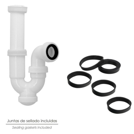 Sifon Curvo ExtensibleTuerca Loca  1 1/2 Ø 40 Mm