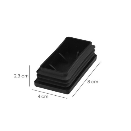Contera Plástico Rectangular Interior. Color Negro 80x40 mm Bolsa 100 Unidades.