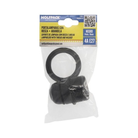 Portalamparas 4 A. E-27 Con Rosca  Arandela Negro