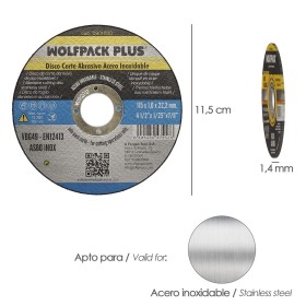 Disco Corte Abrasivo Acero Inoxidable Ø 115 x 22,2 Mm. Espesor 1,0 Mm.