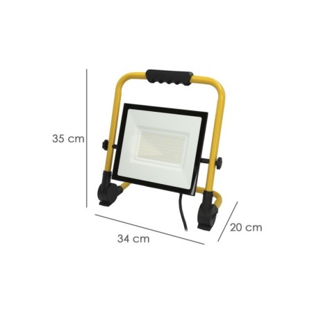 Foco Led Plano 100 Watt / 4000 K / IP 65 / 8000 lúmenes. Con Asa De Transporte.