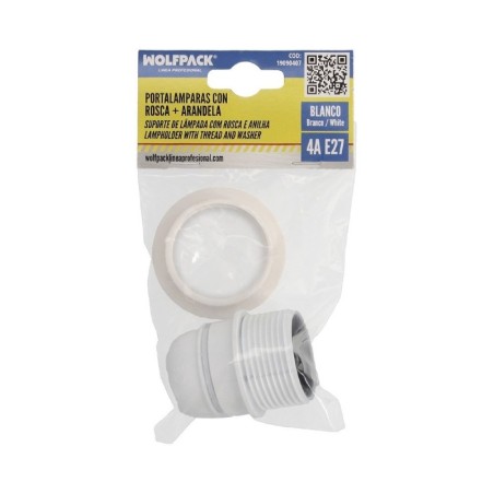 Portalamparas 4 A. E-27 Con Rosca  Arandela Blanco