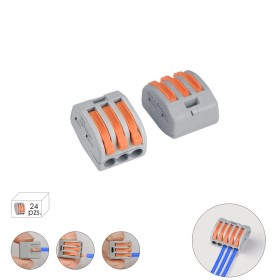 Regleta Conexión Rápida, Conexión Eléctrica 3 polos, 4mmDiámetro, 24 unidades.