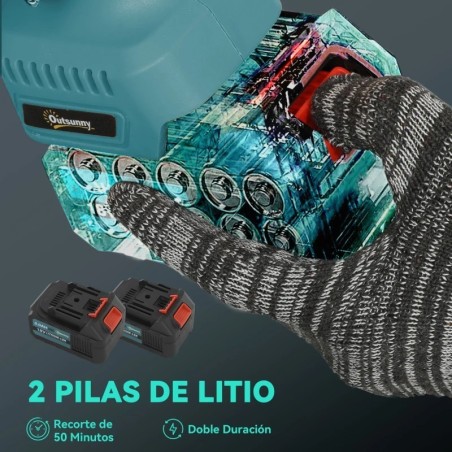 Mini Motosierra Outsunny 580W Brushless | 2 Baterías y Palo Telescópico