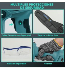 Mini Motosierra Outsunny 580W Brushless | 2 Baterías y Palo Telescópico