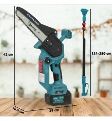 Mini Motosierra Outsunny 580W Brushless | 2 Baterías y Palo Telescópico